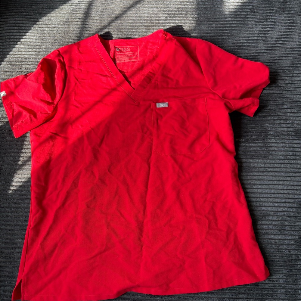 EUC Red Scrub Top
